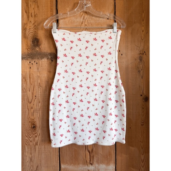 Sz M Forever 21 Cotton Ditsy Floral Mini Tube Dress In White NWT - Picture 2 of 4